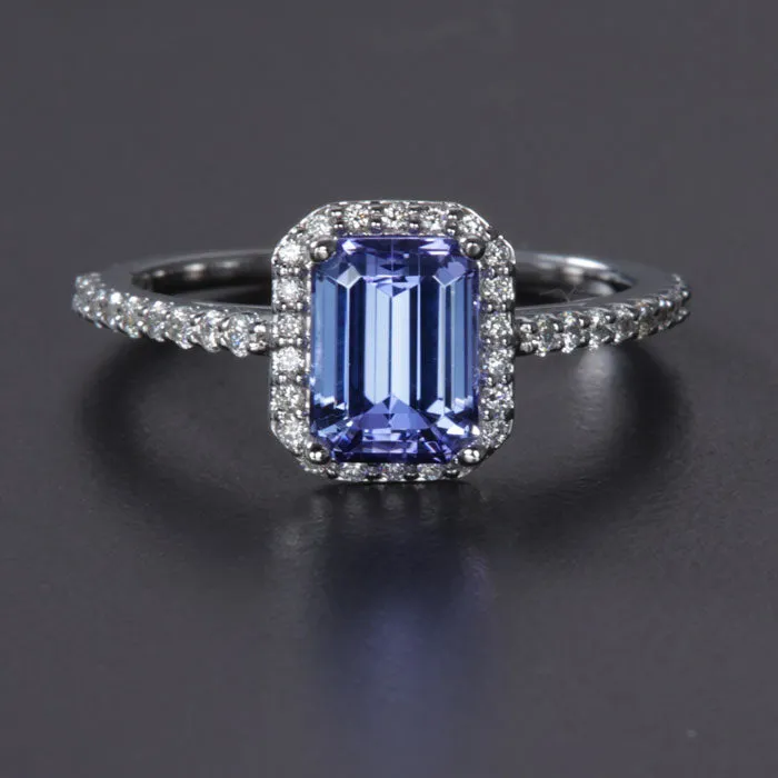 14K White Gold Tanzanite and Diamond Ring 180 Carats Moriartys Gem Art Rings 14K White Gold Tanzanite and Diamond Ring 180 Carats Moriartys Gem Art Rings