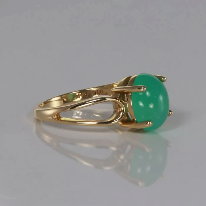 14K Yellow Gold Chrysoprase Ring 2 Carats Moriartys Gem Art Rings