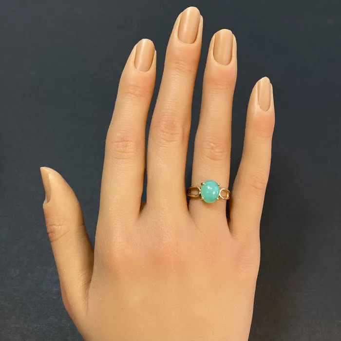 14K Yellow Gold Chrysoprase Ring 2 Carats Moriartys Gem Art Rings