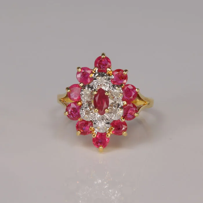 14K Yellow Gold Ruby and Diamond Ring 150 Carats Moriartys Gem Art Rings