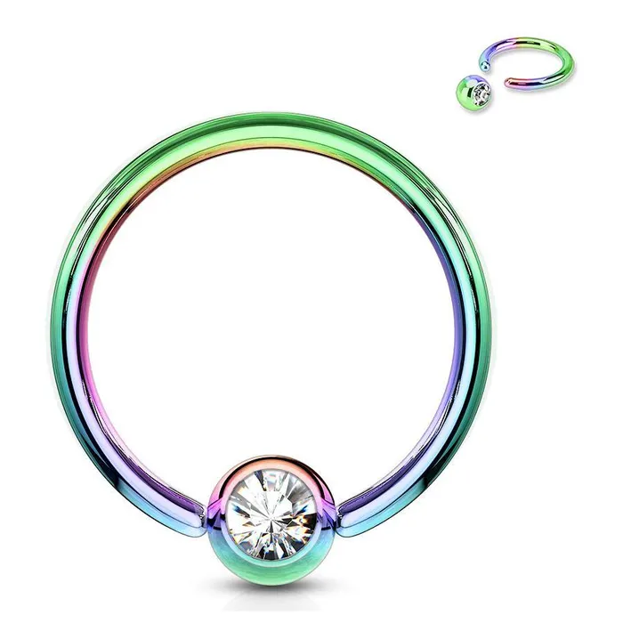 16g PVD Coated Captive CZ Bead Ring Tulsa Body Jewelry Rings