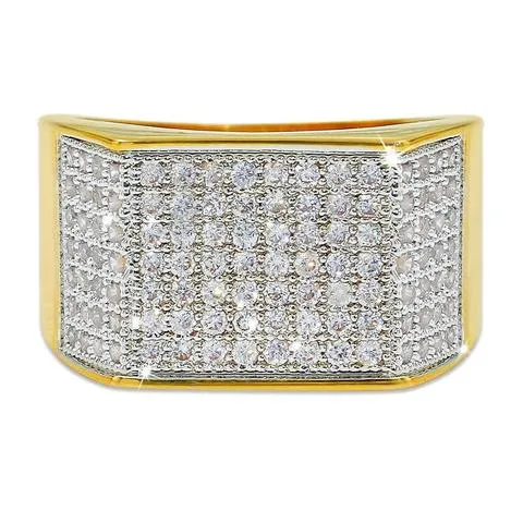 18K LAB DIAMOND SIGNET RING apollo31gold Rings