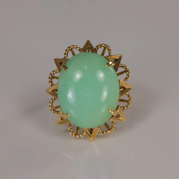 18K Yellow Gold Jade Cocktail Ring Moriartys Gem Art Rings