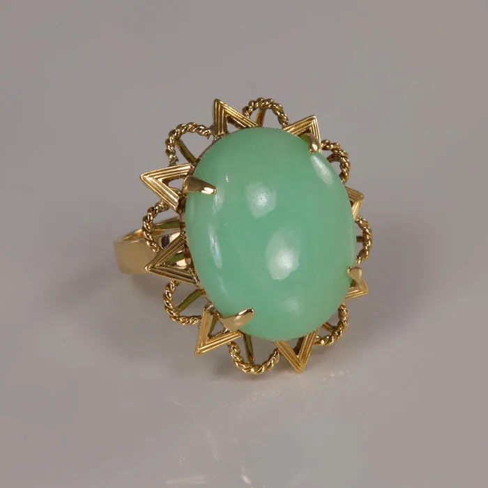 18K Yellow Gold Jade Cocktail Ring Moriartys Gem Art Rings