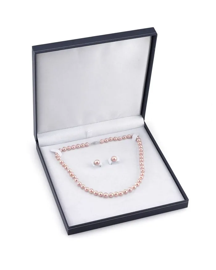 7075mm Pink Freshwater Pearl Necklace Earrings SPT Necklaces