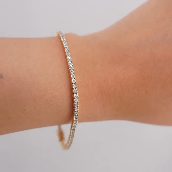 AB and J Bracelets 10k Gold Diamond Illusion Bracelet 7in C729