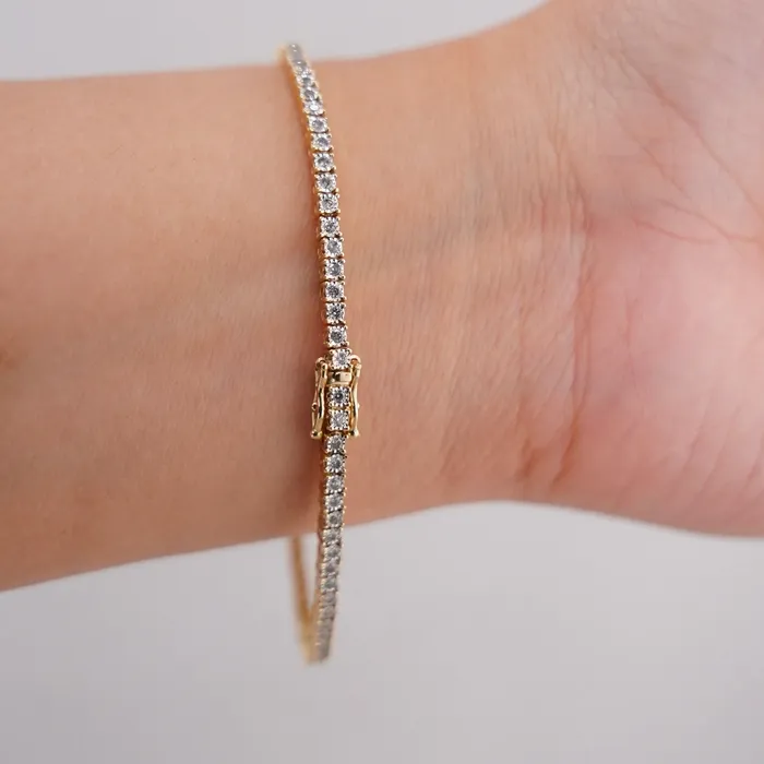 AB and J Bracelets 10k Gold Diamond Illusion Bracelet 7in C729