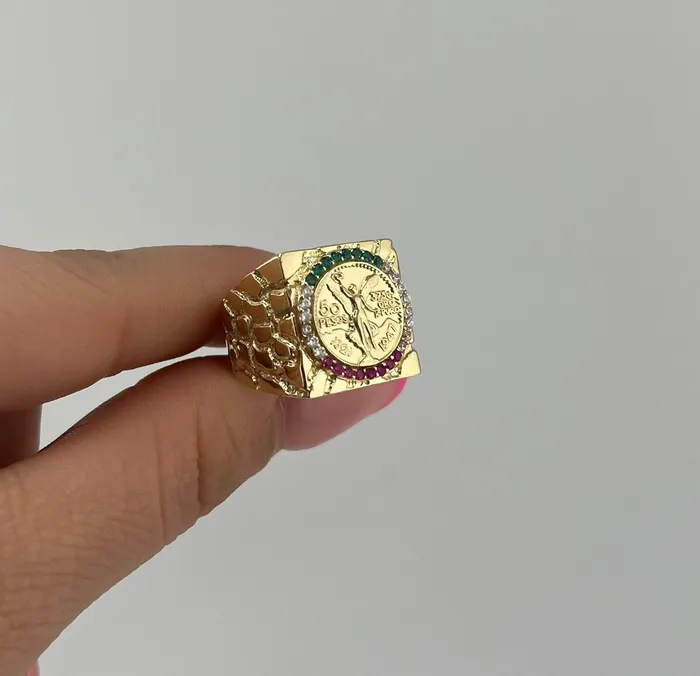 AB and J Rings 14k Gold Centenario Style Mens Ring PreOrder AB and J Rings 14k Gold Centenario Style Mens Ring PreOrder