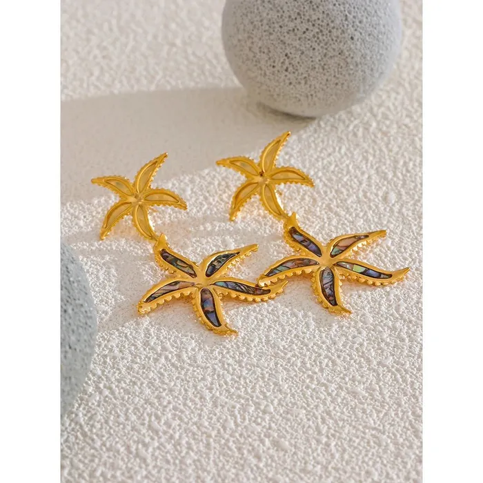 Abalone Shell Starfish Drop Earrings Mabel Love Co Earrings