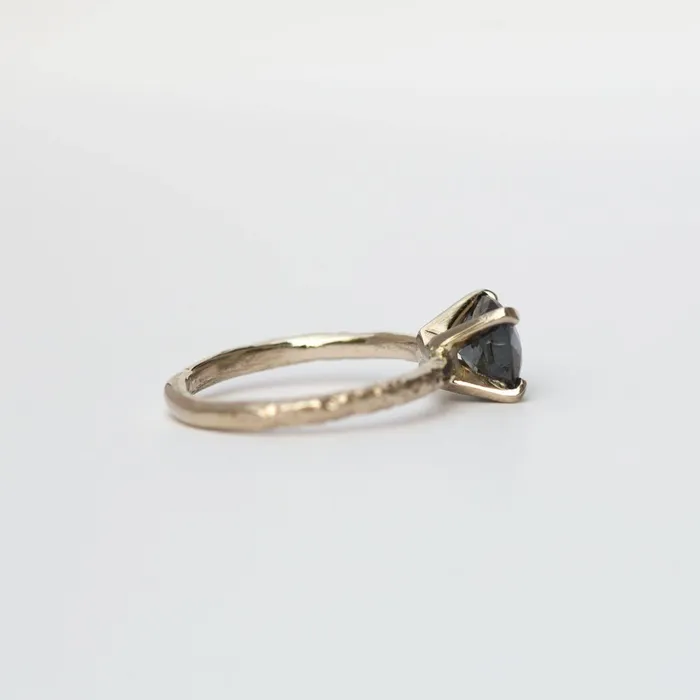 Anueva Jewelry 18ct Grey Spinel Cushion Engagement Ring Hand Carved Ring Gray Engagement EastWest Setting in Recycled White Gold by Anueva Jewelry Rings Anueva Jewelry 18ct Grey Spinel Cushion Engagement Ring Hand Carved Ring Gray Engagement EastWest Setting in Recycled White Gold by Anueva Jewelry Rings