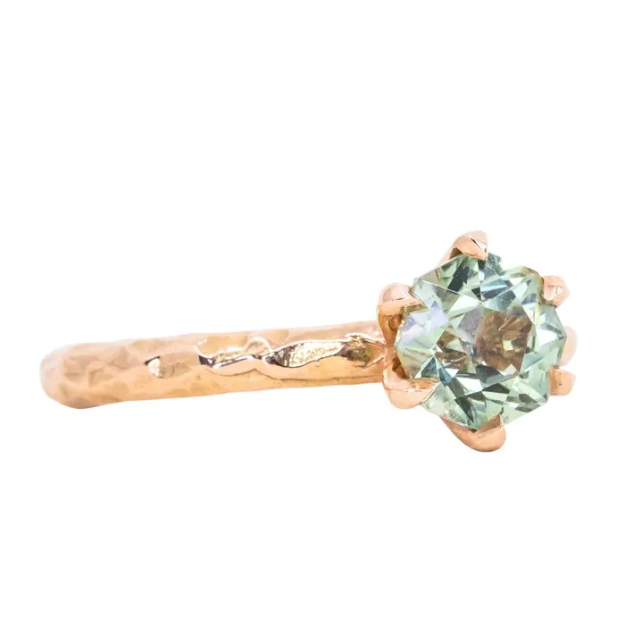 Anueva Jewelry PreStyled Sets 144ct Fancy Octagon Montana Sapphire 6 Prong Evergreen Solitaire in 18K Rose Gold