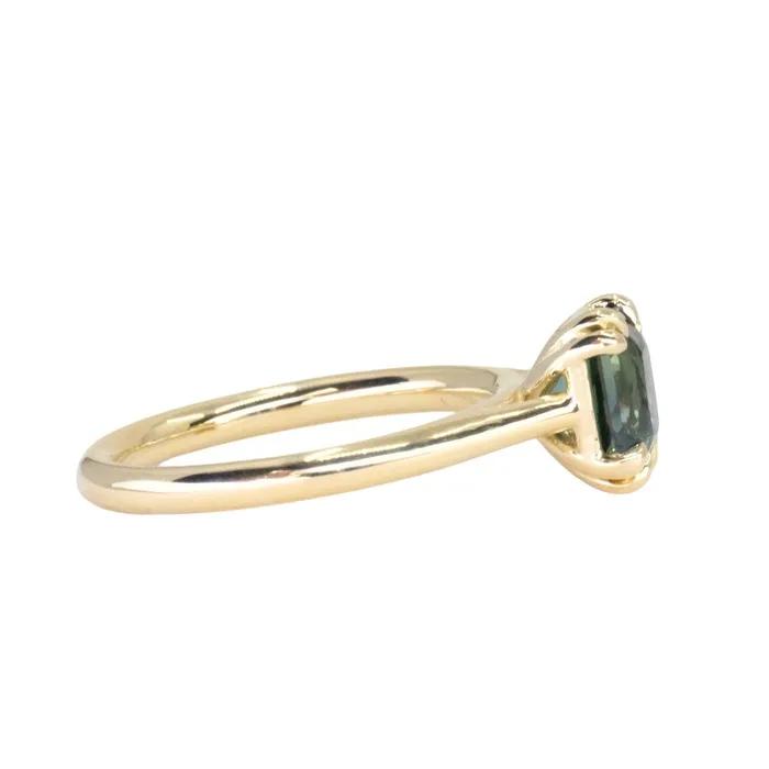 Anueva Jewelry PreStyled Sets 168ct Radiant Cut Ocean Blue Teal Sapphire Cathedral Double Prong Solitaire in 18k Yellow Gold