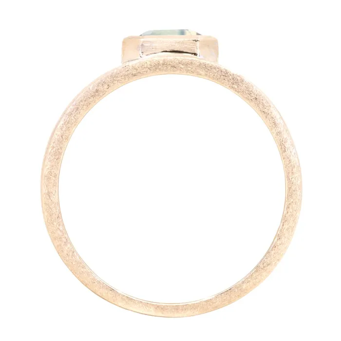 Anueva Jewelry Rings 123ct Emerald cut Sapphire Signet in Satin Polished Finish 14k Two Tone Gold