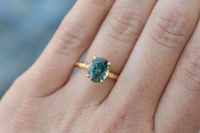 Anueva Jewelry Rings Oval Montana Sapphire Engagement Ring CUSTOM RING EXAMPLE