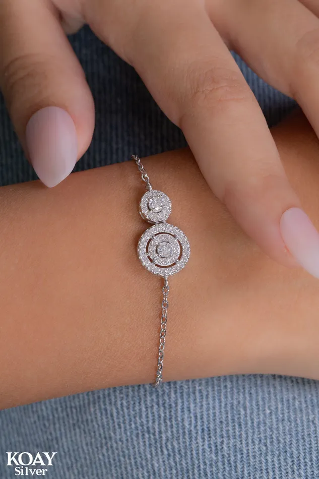Bracelets KOAY Silver Store Circle Zircon 02 Bracelet