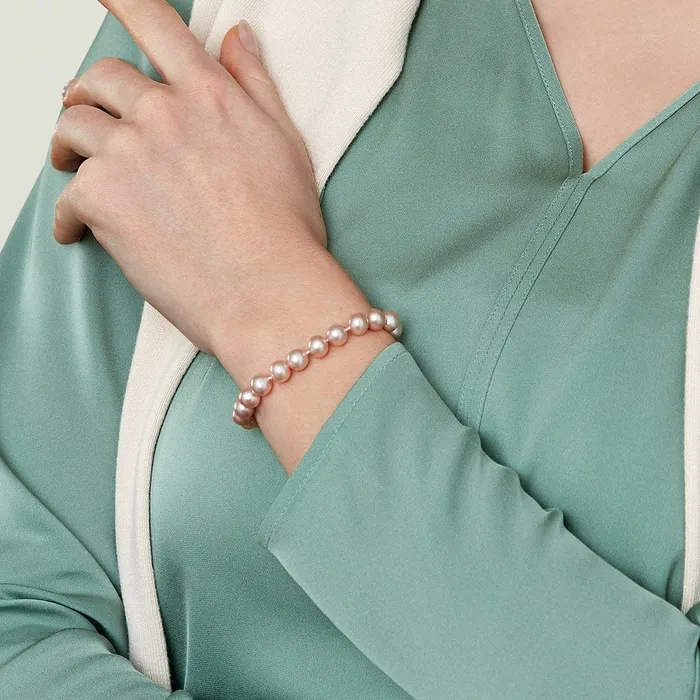 Bracelets SPT 7075mm Pink Freshwater Pearl Bracelet AAA Quality