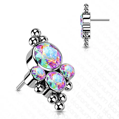 Charm Necklaces CZ Cluster Titanium Threadless End Tulsa Body Jewelry