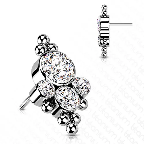 Charm Necklaces CZ Cluster Titanium Threadless End Tulsa Body Jewelry Charm Necklaces CZ Cluster Titanium Threadless End Tulsa Body Jewelry