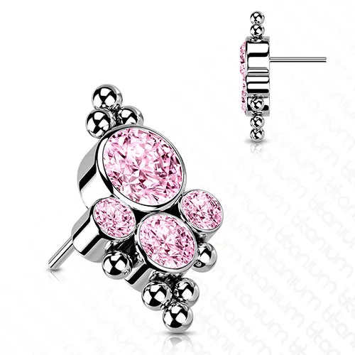 Charm Necklaces CZ Cluster Titanium Threadless End Tulsa Body Jewelry Charm Necklaces CZ Cluster Titanium Threadless End Tulsa Body Jewelry