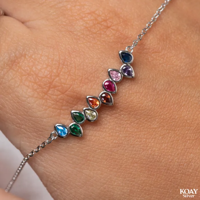 Colored Oval Zircon Bracelet KOAY Silver Store Bracelets
