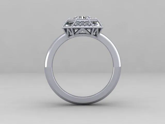 Custom Order Custom Old European Cut Art Deco Engagement Ring Anueva Jewelry Rings