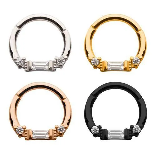 CZ Baguette Hinged Segment Ring Tulsa Body Jewelry Rings