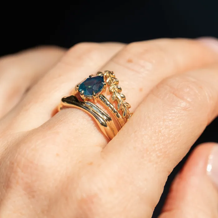 Earrings 171ct Teal Modern Pear Sapphire Low Profile 6 Prong Evergreen Solitaire in 14k Yellow Gold Anueva Jewelry