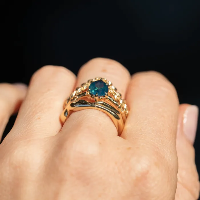 Earrings 171ct Teal Modern Pear Sapphire Low Profile 6 Prong Evergreen Solitaire in 14k Yellow Gold Anueva Jewelry