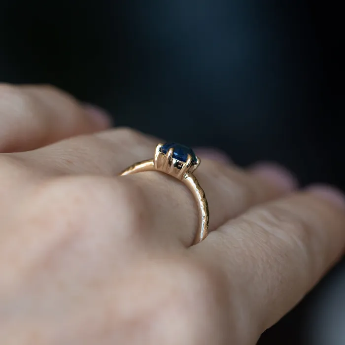 Earrings 171ct Teal Modern Pear Sapphire Low Profile 6 Prong Evergreen Solitaire in 14k Yellow Gold Anueva Jewelry