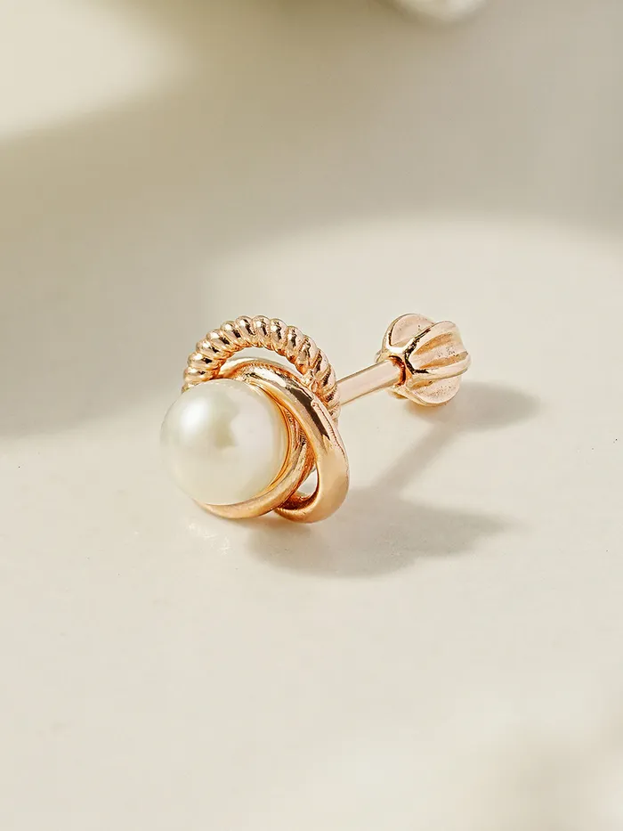 Earrings 14K Gold Freesia Pearl Cartilage Earring 18G16G MinimalBijoux