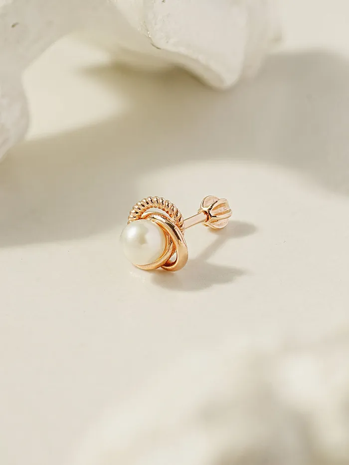 Earrings 14K Gold Freesia Pearl Cartilage Earring 18G16G MinimalBijoux