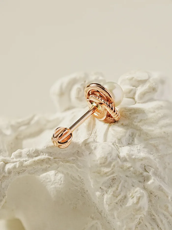 Earrings 14K Gold Freesia Pearl Cartilage Earring 18G16G MinimalBijoux