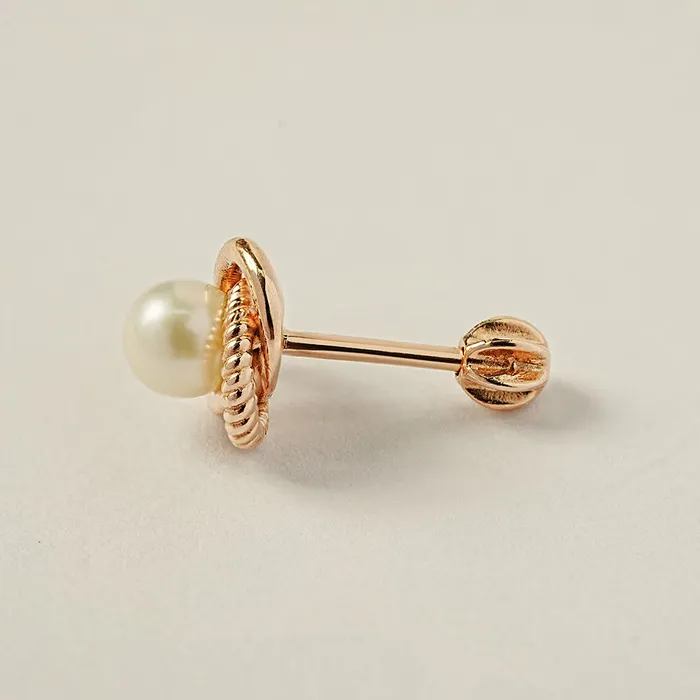 Earrings 14K Gold Freesia Pearl Cartilage Earring 18G16G MinimalBijoux