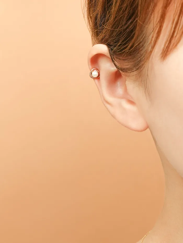 Earrings 14K Gold Freesia Pearl Cartilage Earring 18G16G MinimalBijoux