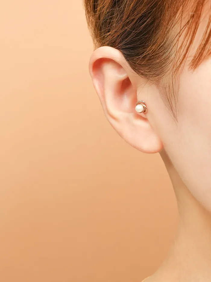 Earrings 14K Gold Freesia Pearl Cartilage Earring 18G16G MinimalBijoux