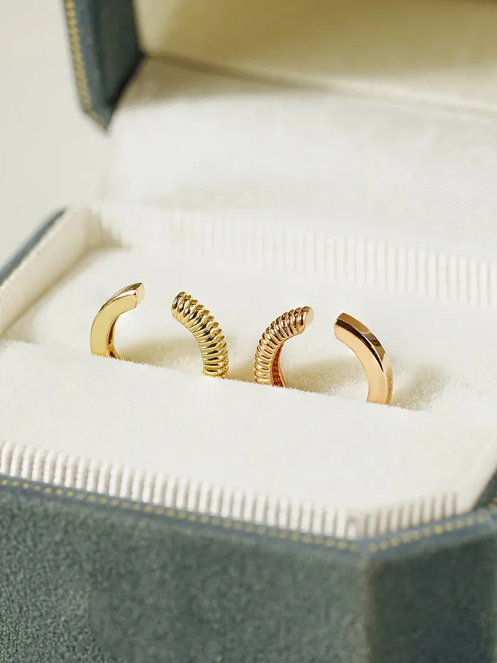 Earrings 14K Gold Larva Patterned Ear cuff MinimalBijoux