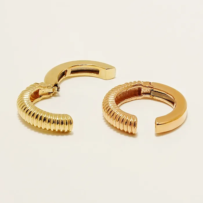 Earrings 14K Gold Larva Patterned Ear cuff MinimalBijoux