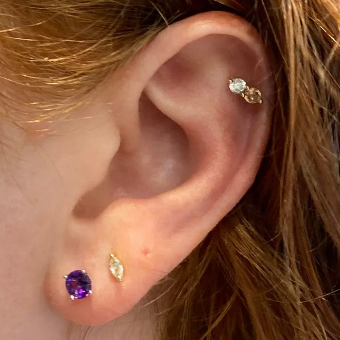 Earrings 14K White Gold Round Cut Amethyst Stud Earrings 63 Carats Moriartys Gem Art