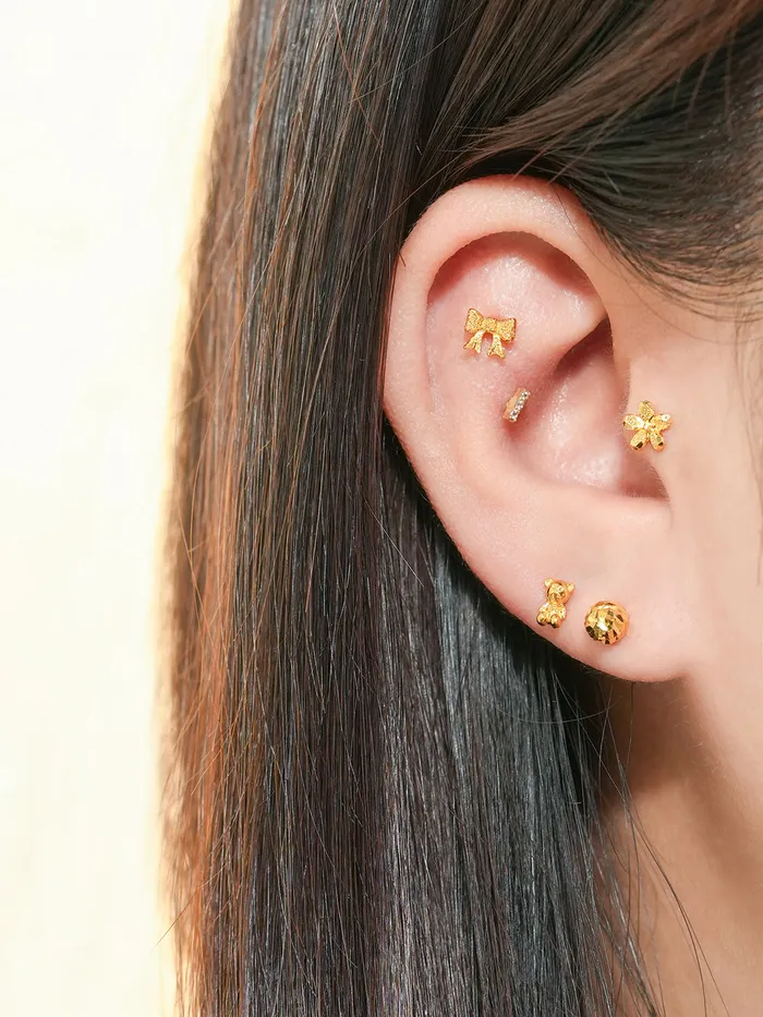 Earrings 24K Gold Cutting Ball Cartilage Earring 20G MinimalBijoux