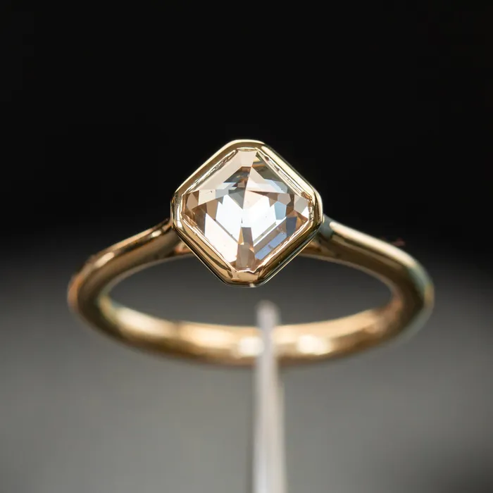 Earrings Anueva Jewelry 133ct Inverted Asscher cut Diamond in 14k Yellow Gold Contemporary Bezel Setting