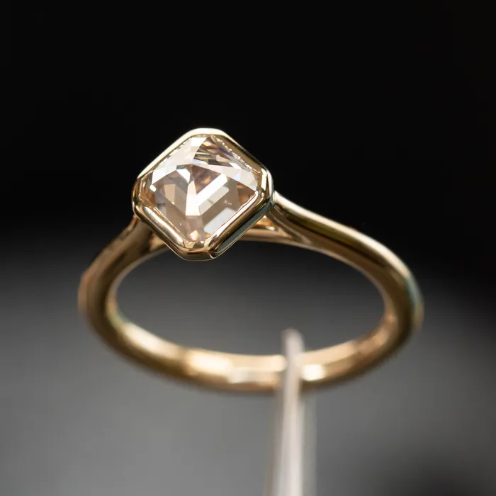 Earrings Anueva Jewelry 133ct Inverted Asscher cut Diamond in 14k Yellow Gold Contemporary Bezel Setting