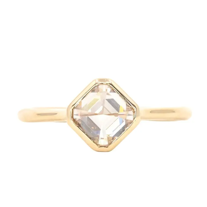 Earrings Anueva Jewelry 133ct Inverted Asscher cut Diamond in 14k Yellow Gold Contemporary Bezel Setting