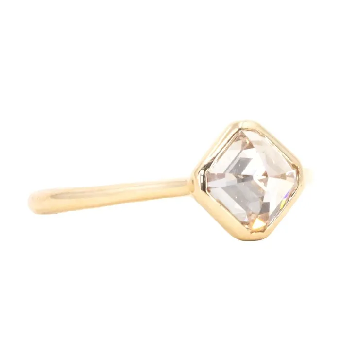 Earrings Anueva Jewelry 133ct Inverted Asscher cut Diamond in 14k Yellow Gold Contemporary Bezel Setting