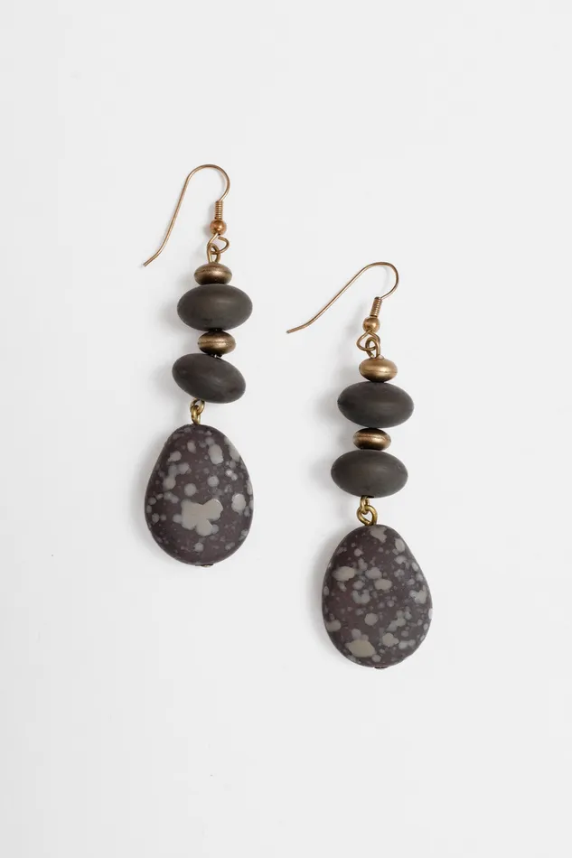 Earrings collectionno2 LONG GREY GOLD VINTAGE EARRINGS