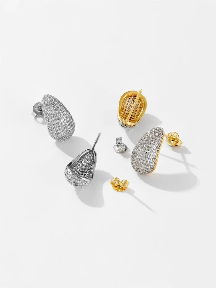 Earrings Mabel Love Co Curved Teardrop Stud Earrings