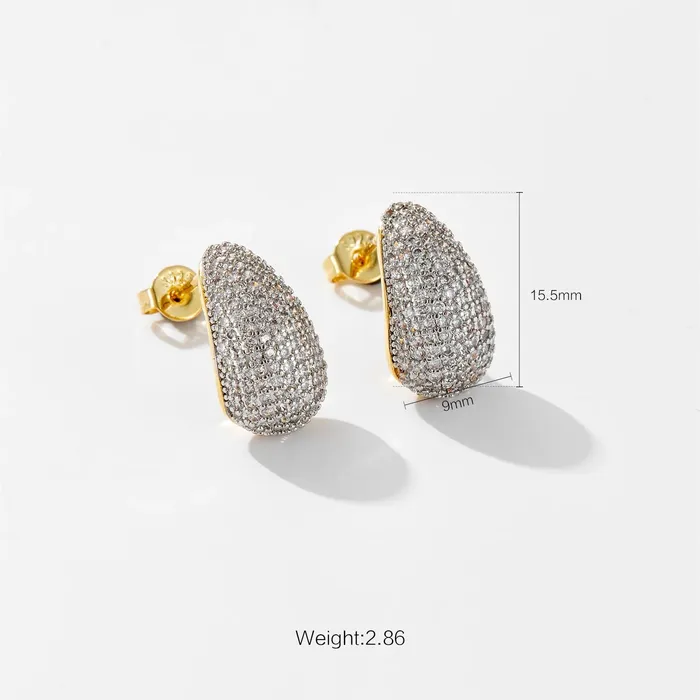Earrings Mabel Love Co Curved Teardrop Stud Earrings