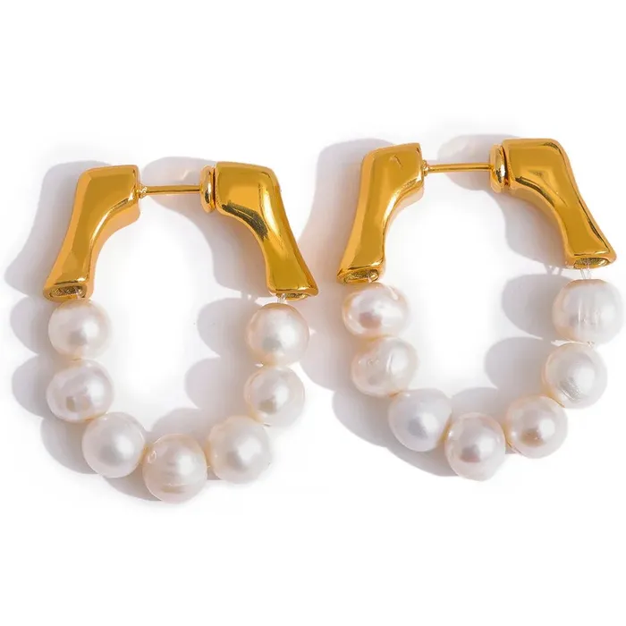 Earrings Mabel Love Co Royal Pearl Hoop Earrings