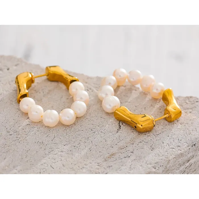 Earrings Mabel Love Co Royal Pearl Hoop Earrings
