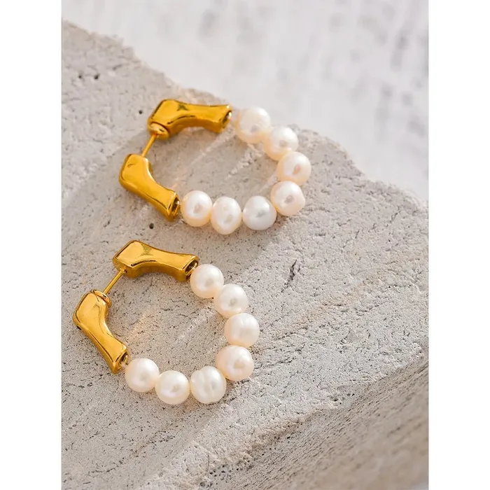 Earrings Mabel Love Co Royal Pearl Hoop Earrings