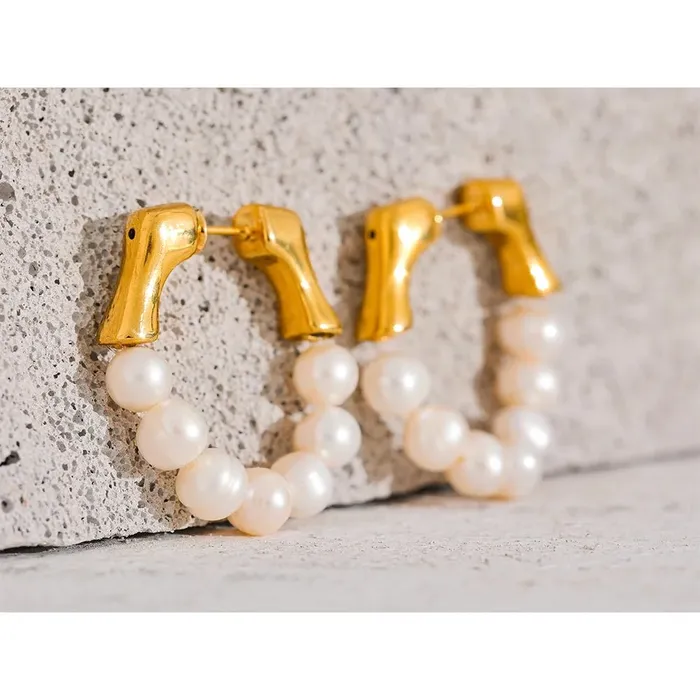 Earrings Mabel Love Co Royal Pearl Hoop Earrings